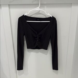 Urban Outfitters Black Long Sleeve Button-Up Top